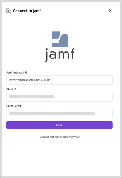Enter Jamf instance details in Senturo