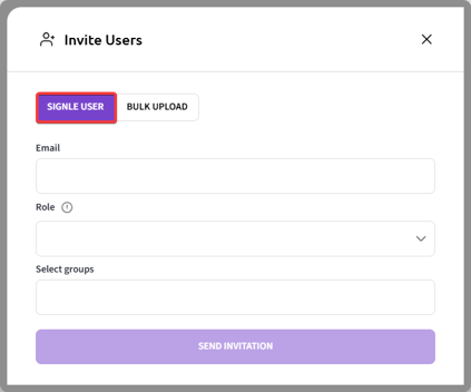 Select "Single User" to invite an individual user.
