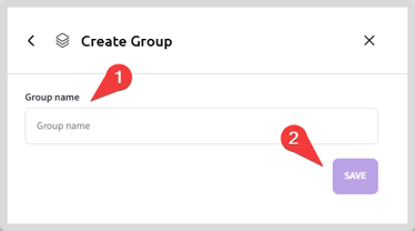 Window for entering group name and save option